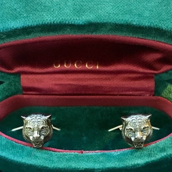 Gucci Other - Gucci Sterling Silver Feline Head Cufflinks
